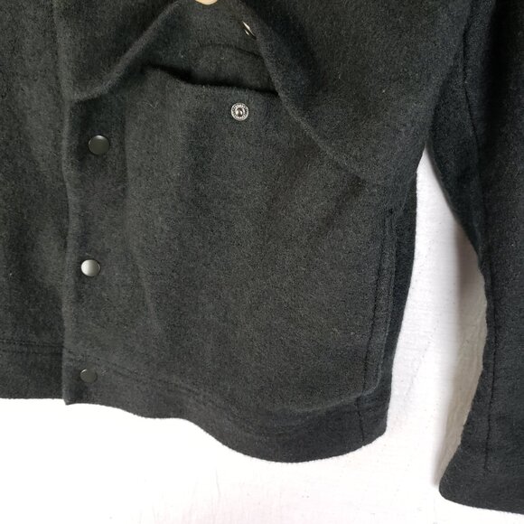 COS Boiled Wool Jacket Shacket Dark Gray/ Black Snap Buttons size S Minimalist - Picture 7 of 14